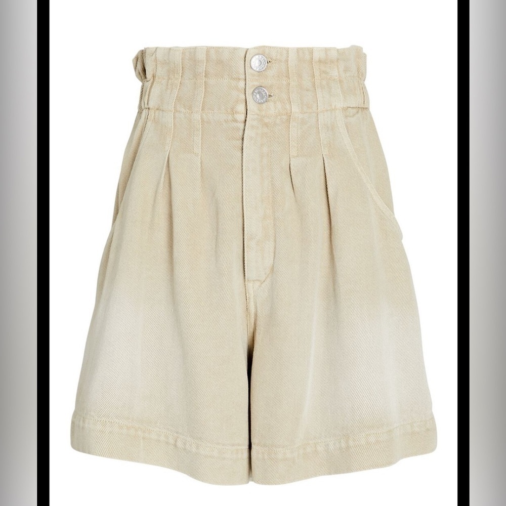 Isabel Marant High-Waist Pleated Cream Shorts - Picture 4 of 15